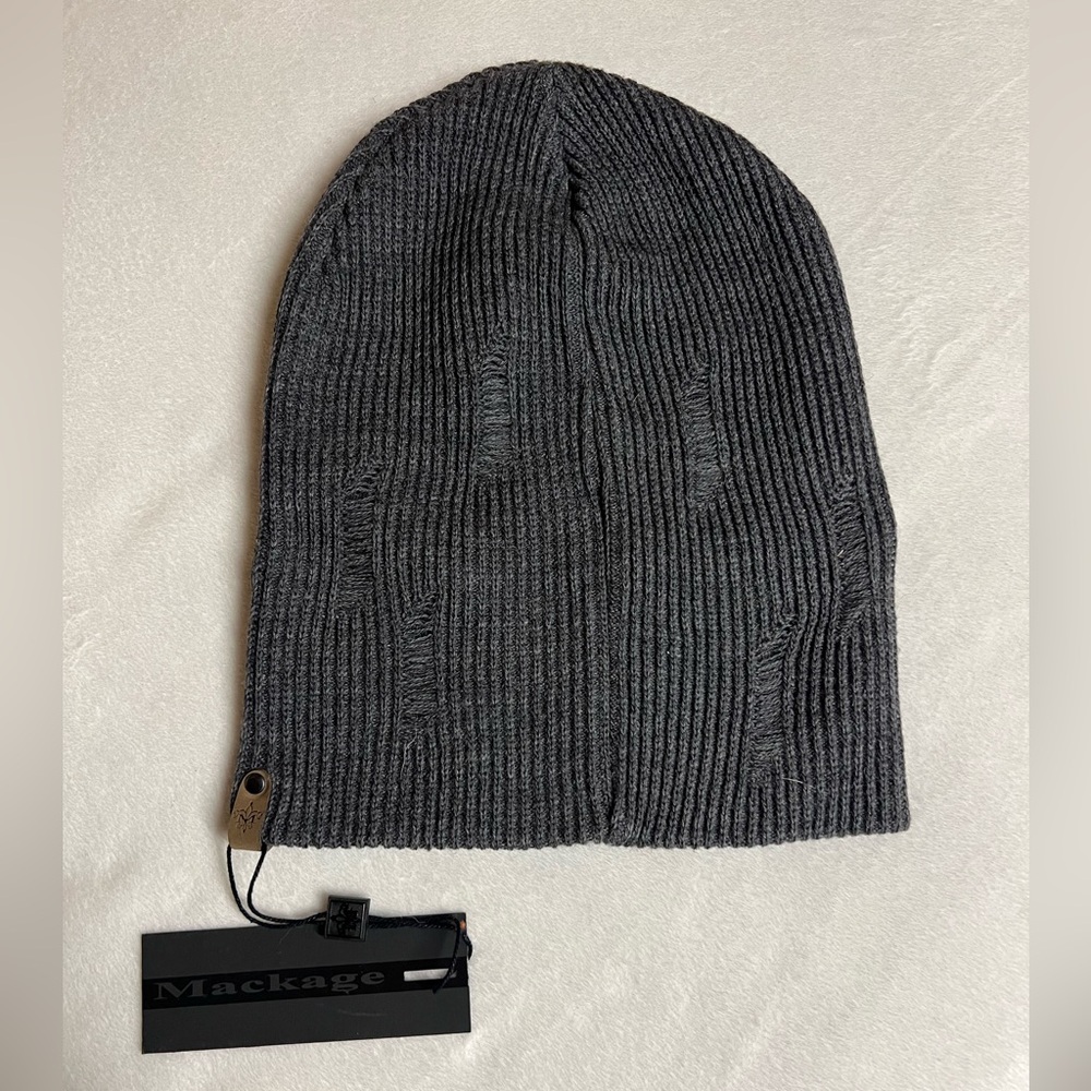 Mackage Charcoal Ribbed Beanie